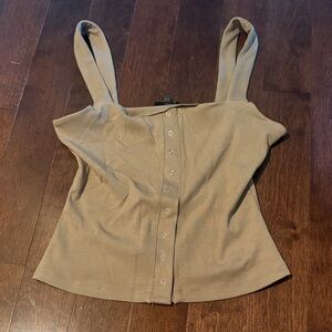 Women's green button down tank top